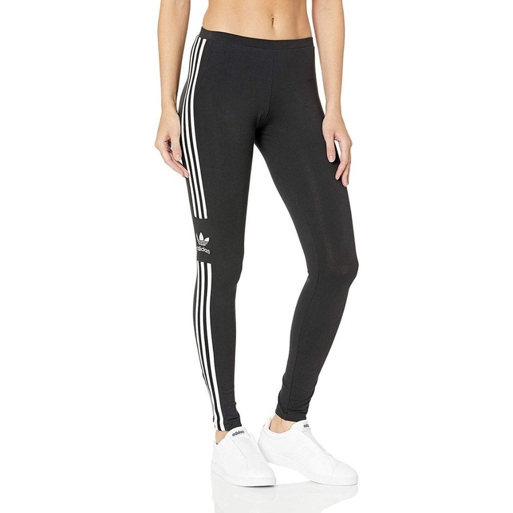 NWT adidas Originals Size XS Black Trefoil Leggings Three Stripe Life Stretch